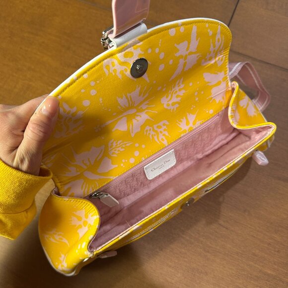 Christian Dior SS 2004 Surf Chick Yellow and Pink Floral Hibiscus Crossbody Bag - Picture 7 of 13
